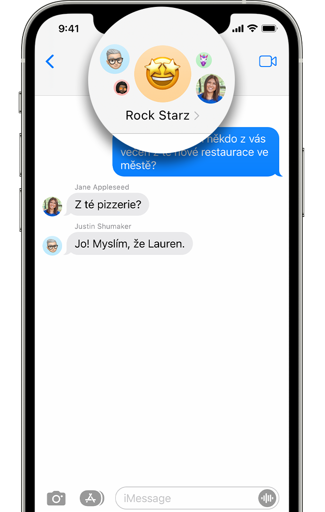 Pojmenování skupinové textové zprávy na iPhonu, iPadu a iPodu touch