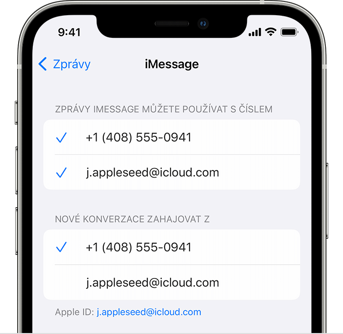 Obrazovka iPhonu zobrazující nastavení iMessage