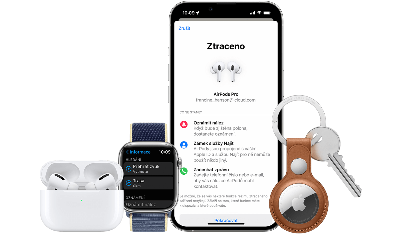 Pomocí služby Najít můžete najít své AirPody, Apple Watch a AirTag