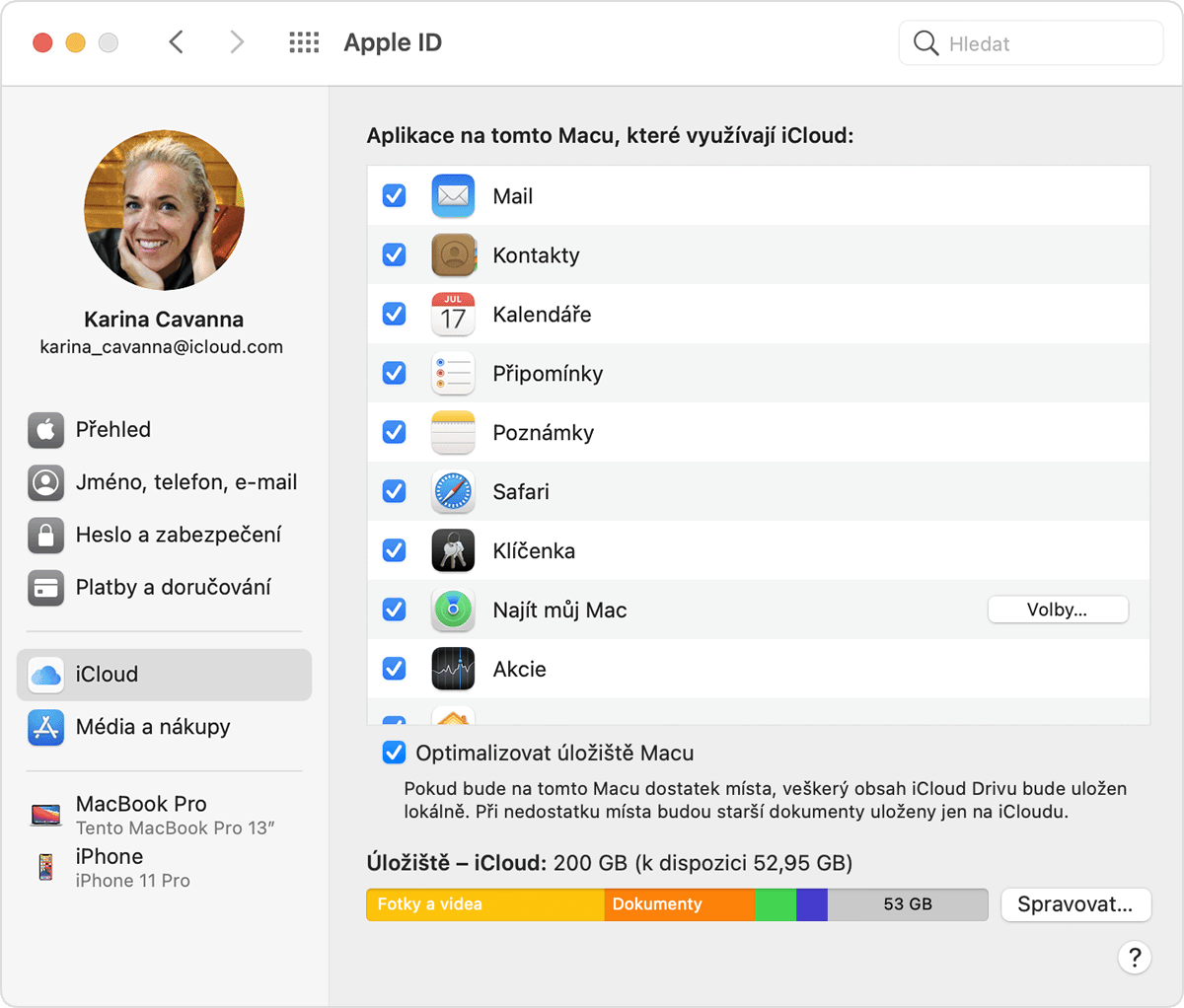 Výběr aplikací pro iCloud na Macu