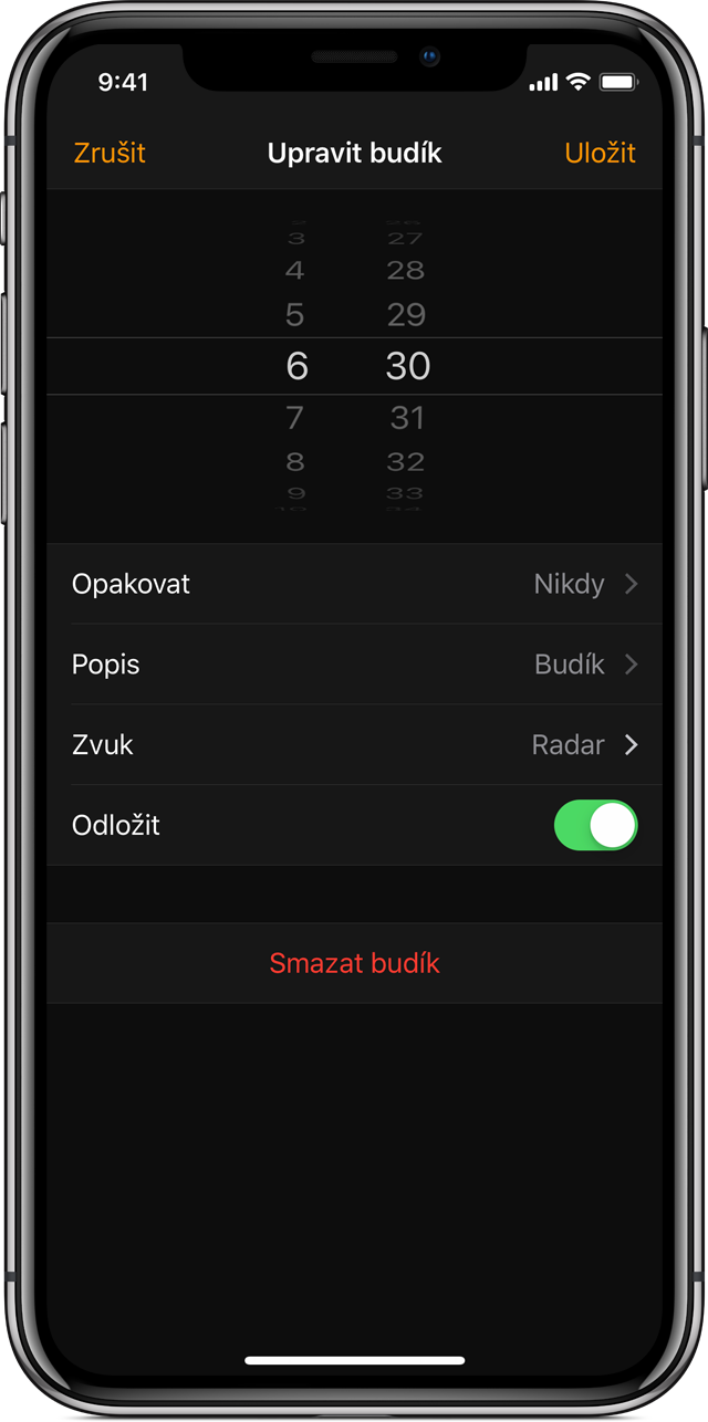 Nastavení a správa budíků na iPhonu Podpora Apple