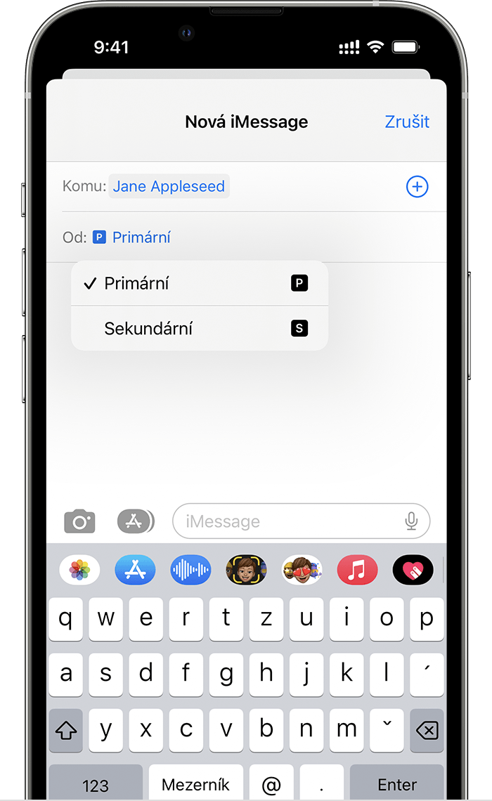Obrazovka iPhonu s novou zprávou iMessage 