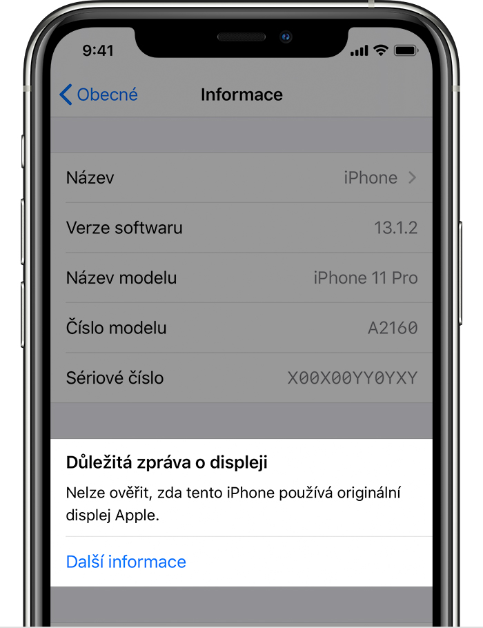 Informace o originálních displejích iPhonu - Podpora Apple