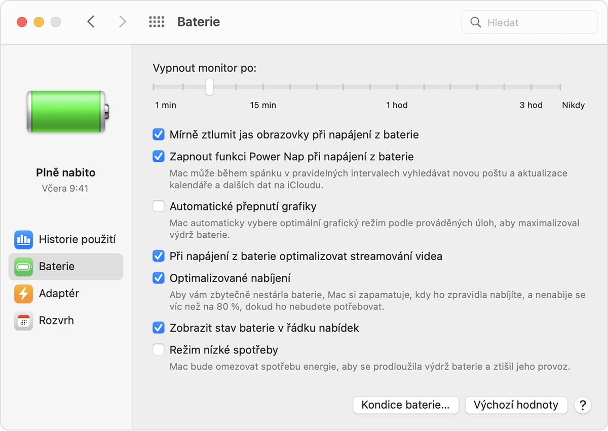 Informace o baterii v notebooku Mac - Podpora Apple (CZ)