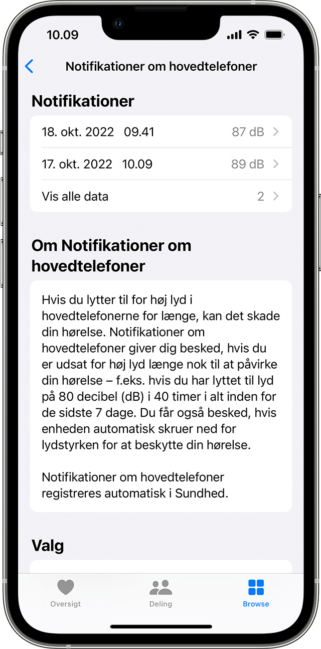 Notifikationer om hovedtelefoner på din iPhone, iPod touch eller dit Apple  Watch - Apple-support (DK)