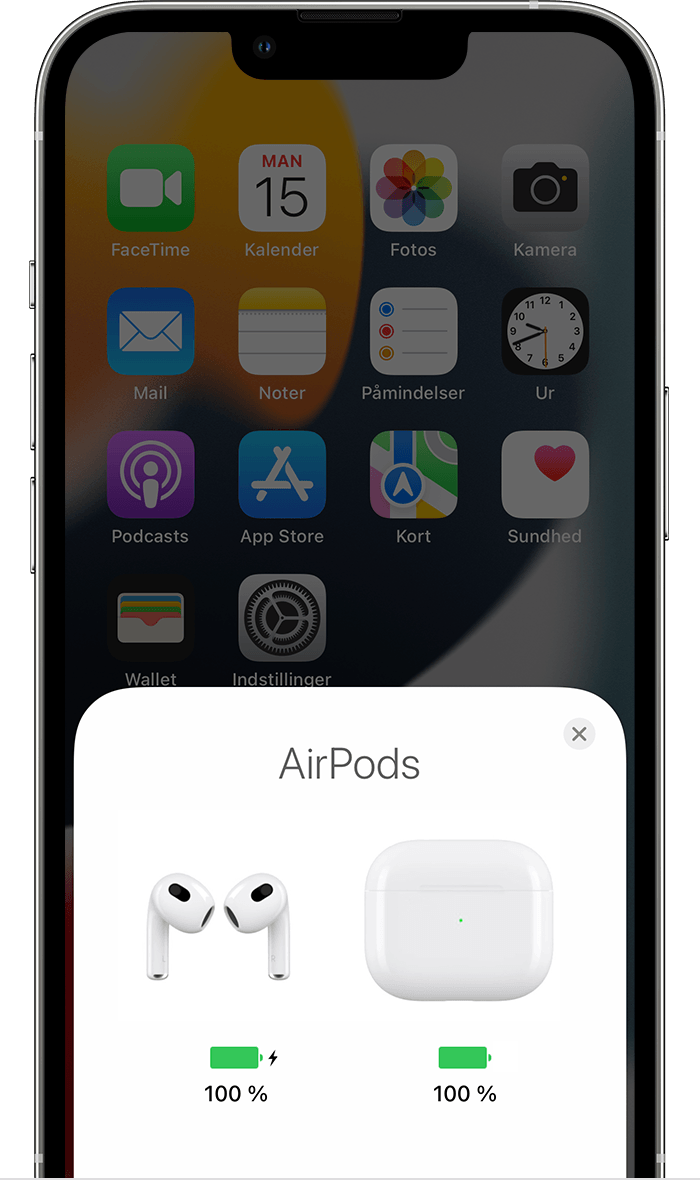 Oplad dine AirPods, og læs om batterilevetid - Apple-support (DK)