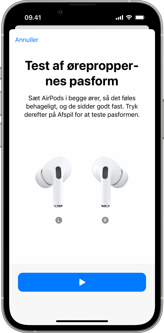 Brug Test af øreproppernes pasform på din iPhone
