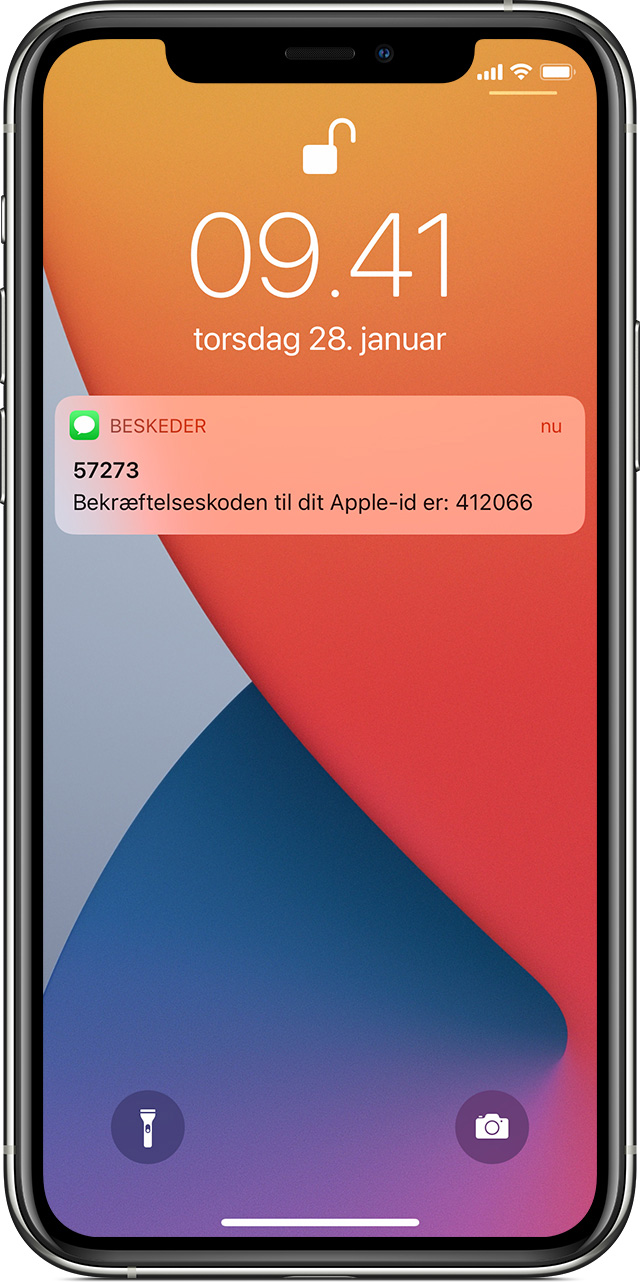 Få en bekræftelseskode og log ind med tofaktorgodkendelse - Apple