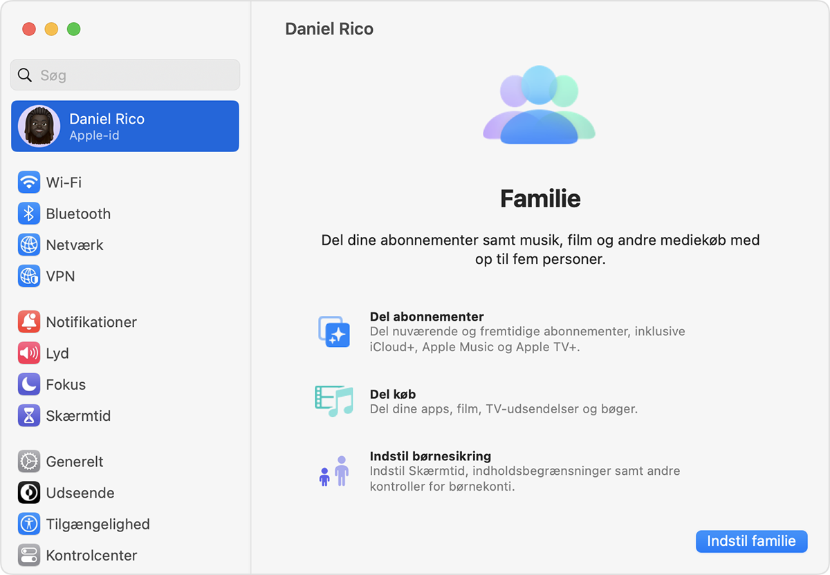 Indstilling af Familiedeling - Apple-support (DK)