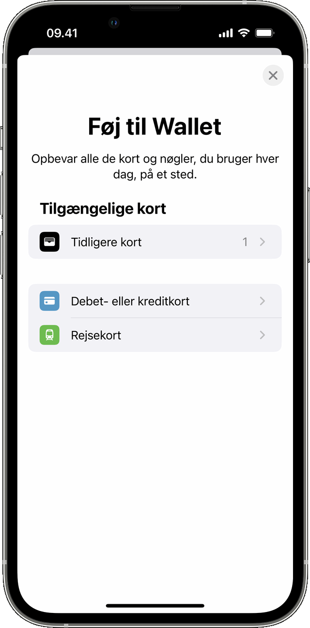 Føj et betalingskort til appen Wallet på iPhone
