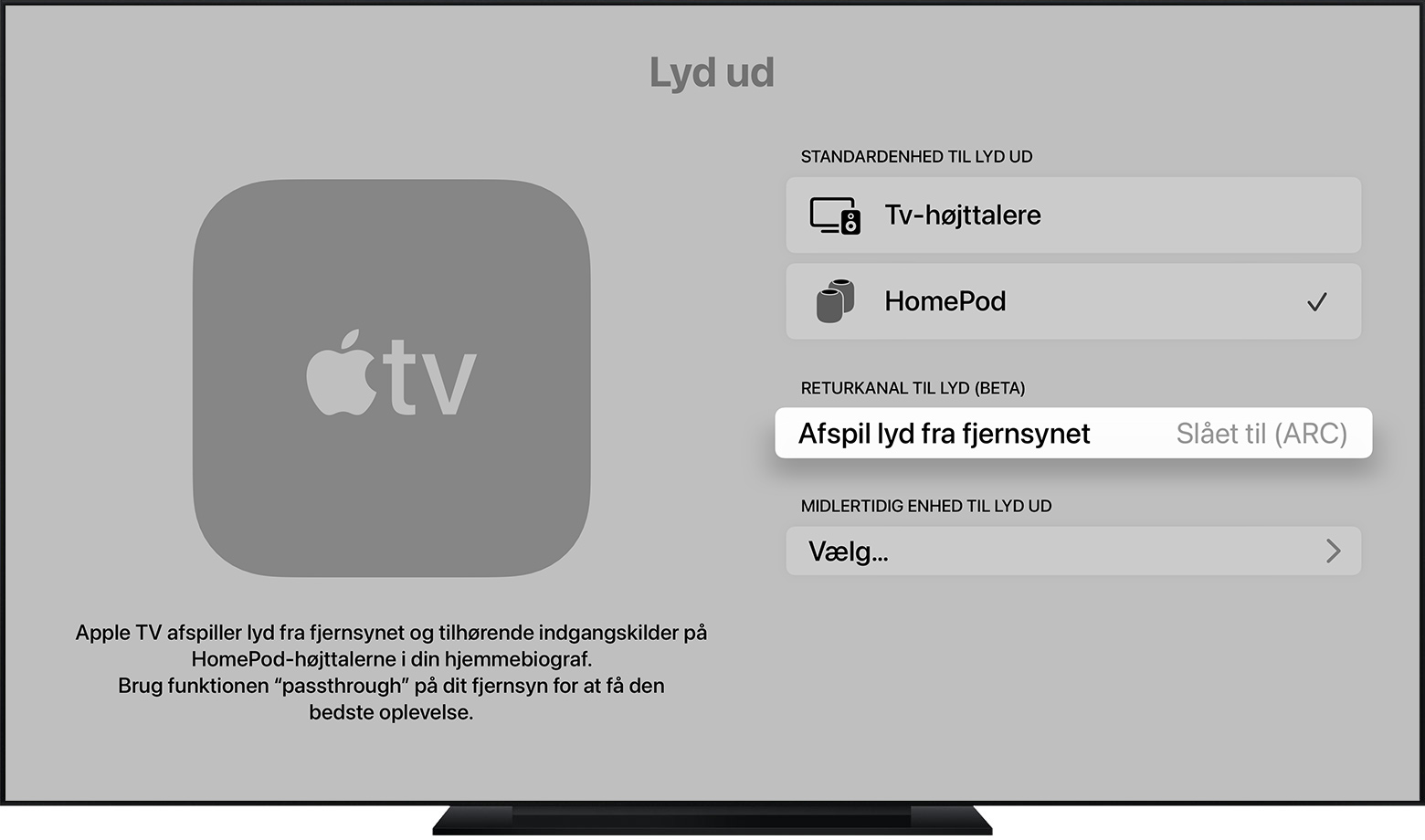 Brug HDMI ARC eller eARC med dit Apple TV 4K (2. generation) - Apple-support  (DK)