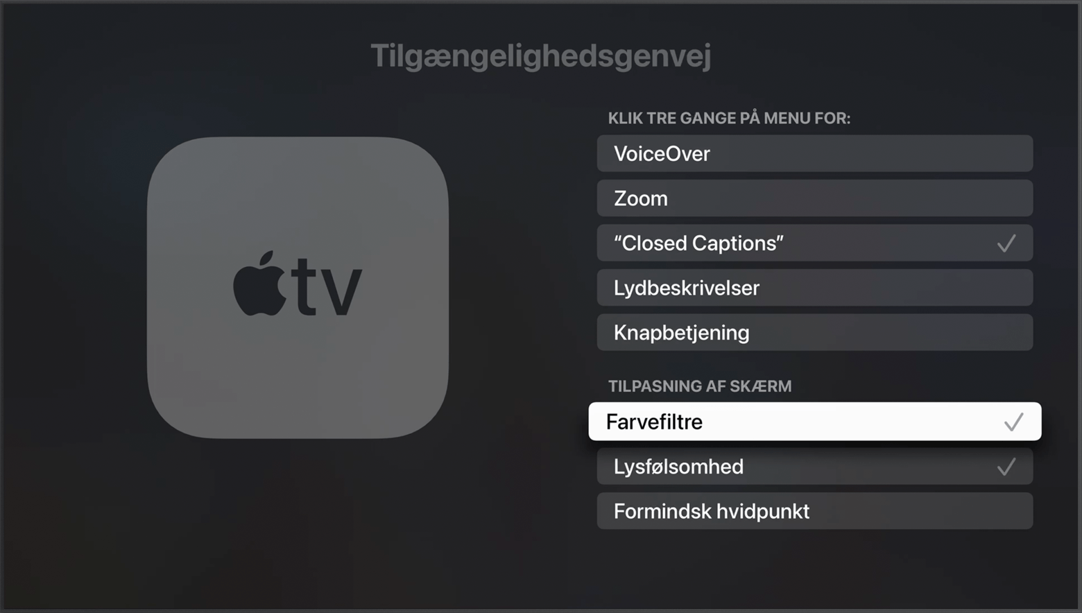 kapitel fuzzy Kilimanjaro Brug af Tilpasning af skærm på dit Apple TV - Apple-support (DK)