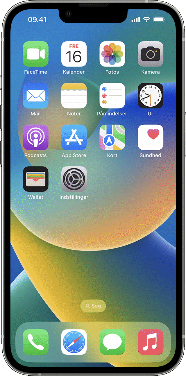En GIF på en iPhone, der viser et skub ned fra øverste højre hjørne af skærmen for at åbne Kontrolcenter, vælge AirDrop-knappen og ændre AirDrop-indstillingerne for modtagelse.