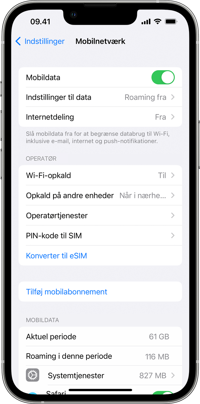 trist Hearty fleksibel Brug mobildata på din iPhone eller iPad - Apple-support (DK)