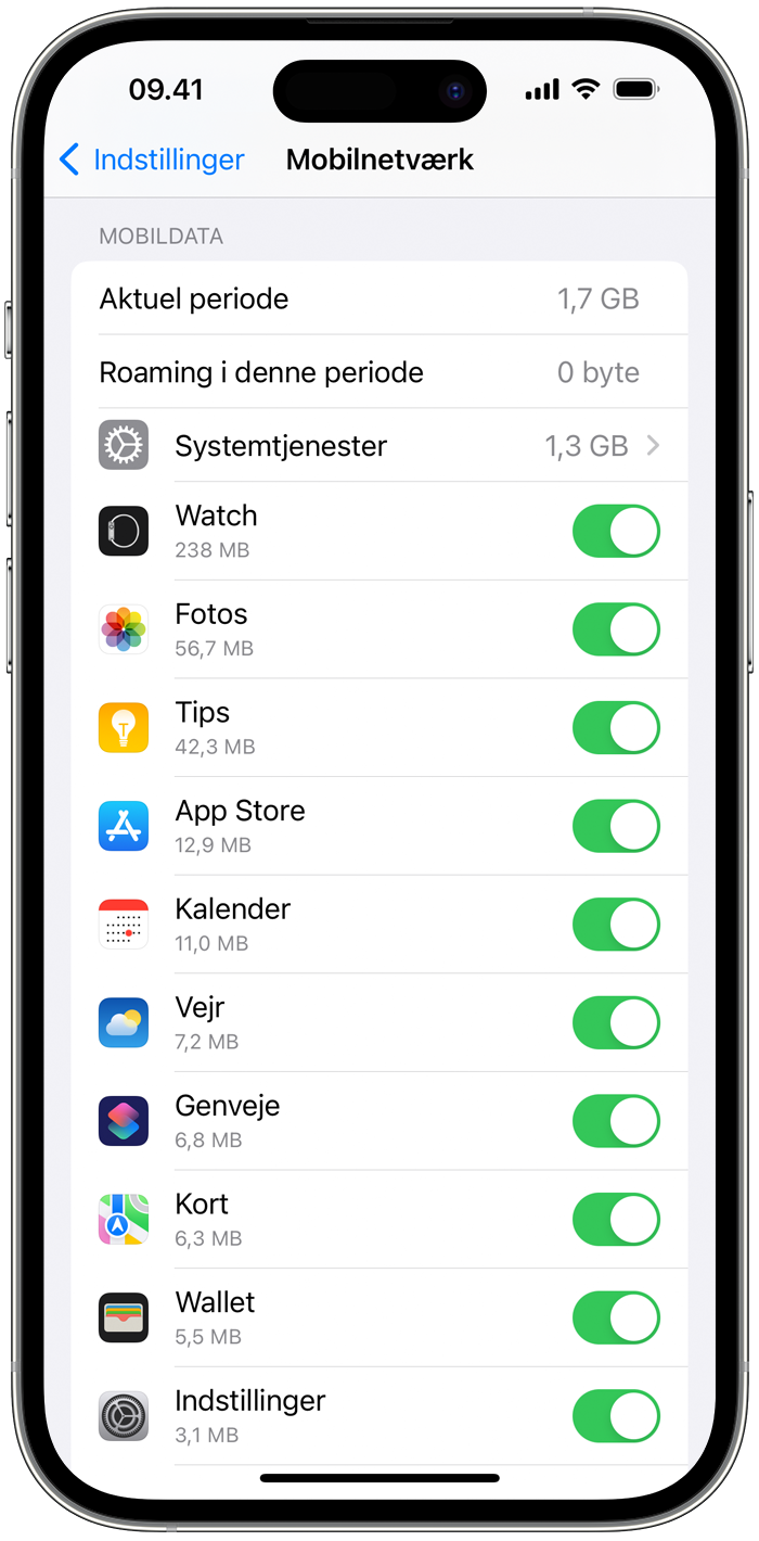 Om indstillinger for dataroaming på din iPhone og iPad - Apple-support (DK)