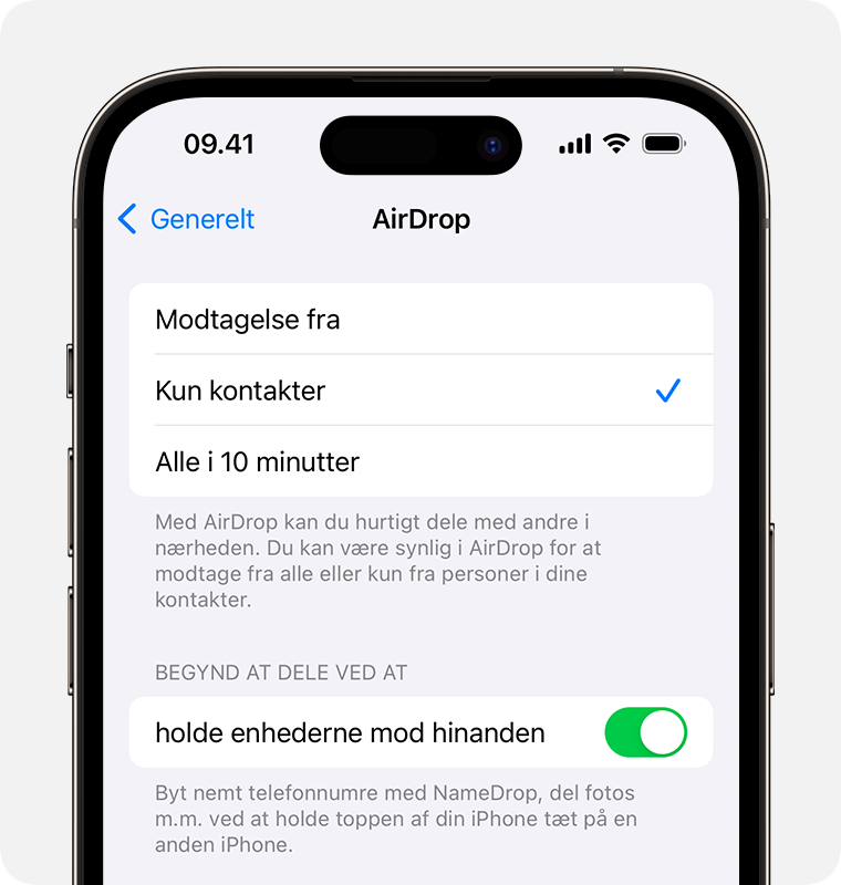 choisir sur le téléphone destinataire de qui recevoir les transferts airdrop 