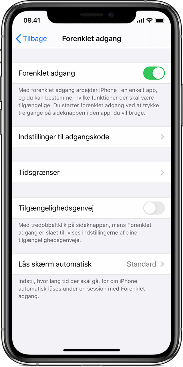 Brug af Forenklet adgang på iPhone, iPad og iPod - Apple-support (DK)