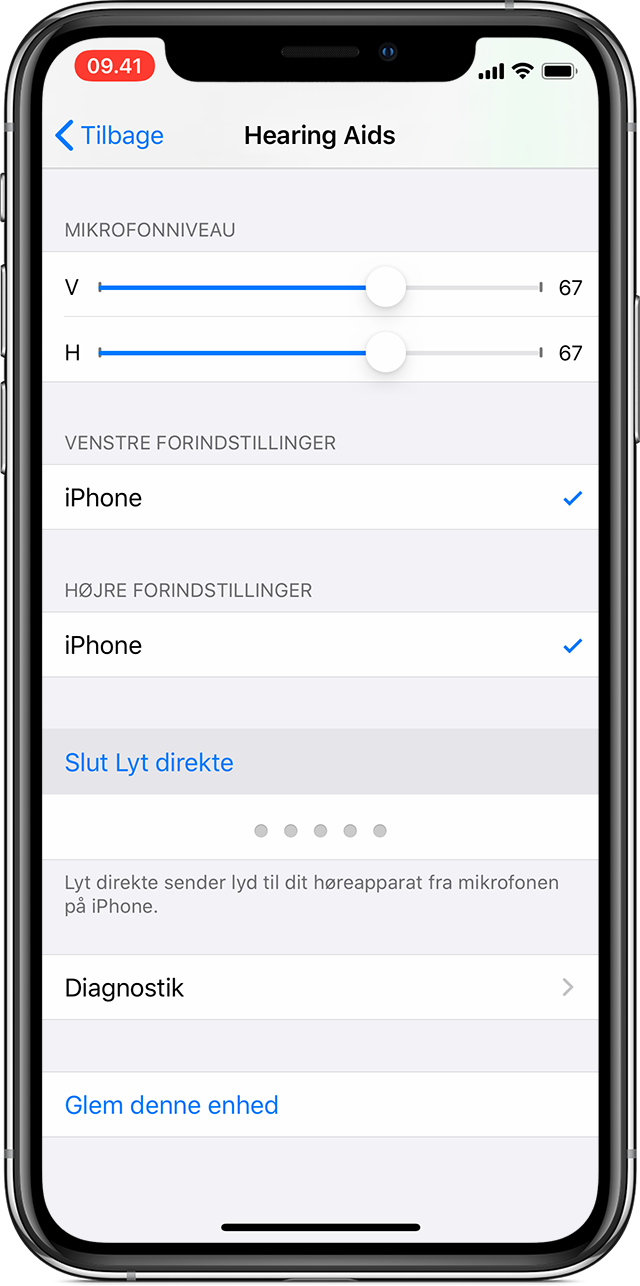 Brug af Lyt direkte sammen med Made for iPhone-høreapparater -  Apple-support (DK)