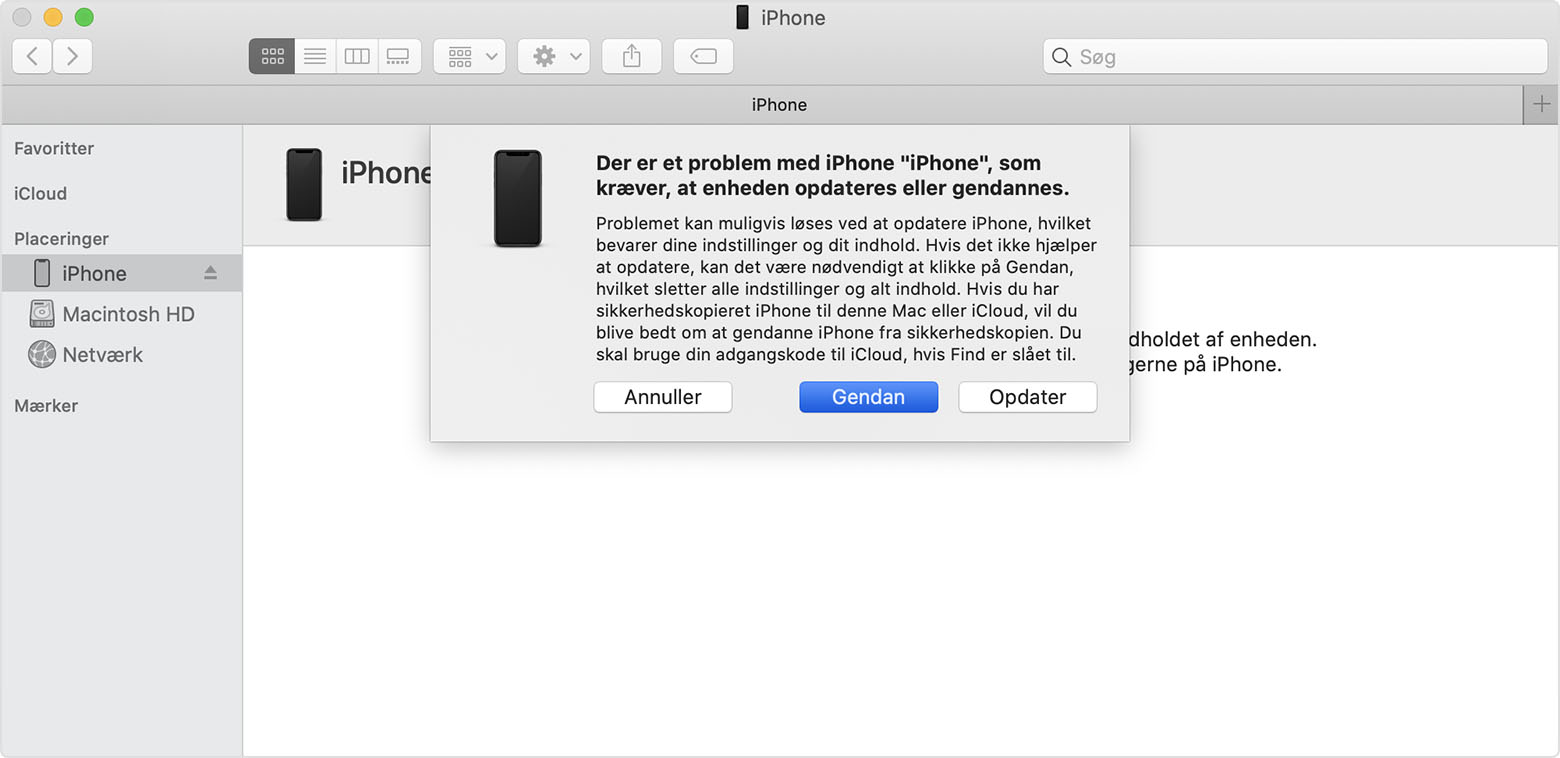Hvis du har glemt koden din iPhone - Apple-support (DK)