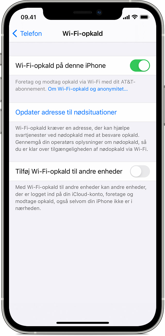 Foretag et opkald med Wi-Fi-opkald - Apple-support (DK)