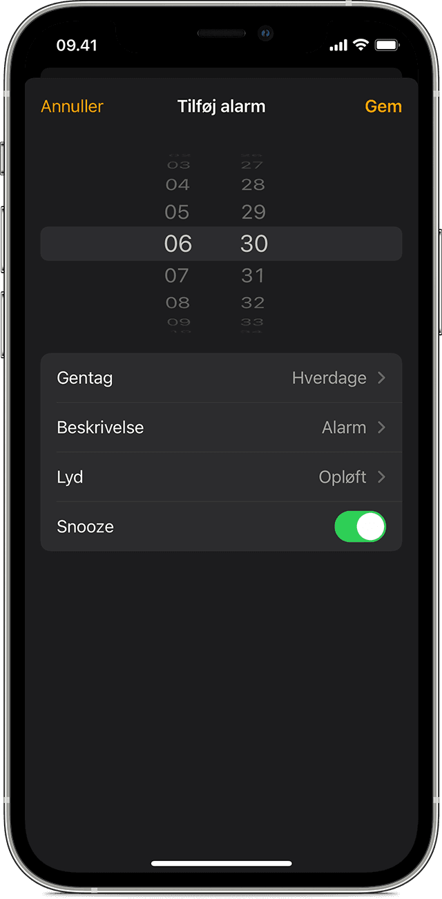 Sådan indstiller og ændrer du alarmer på iPhone - Apple-support (DK)