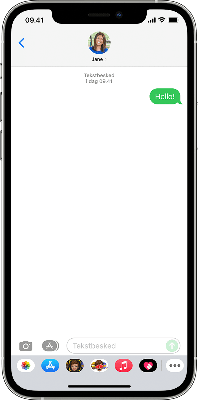 En grøn taleboble i Beskeder på iPhone