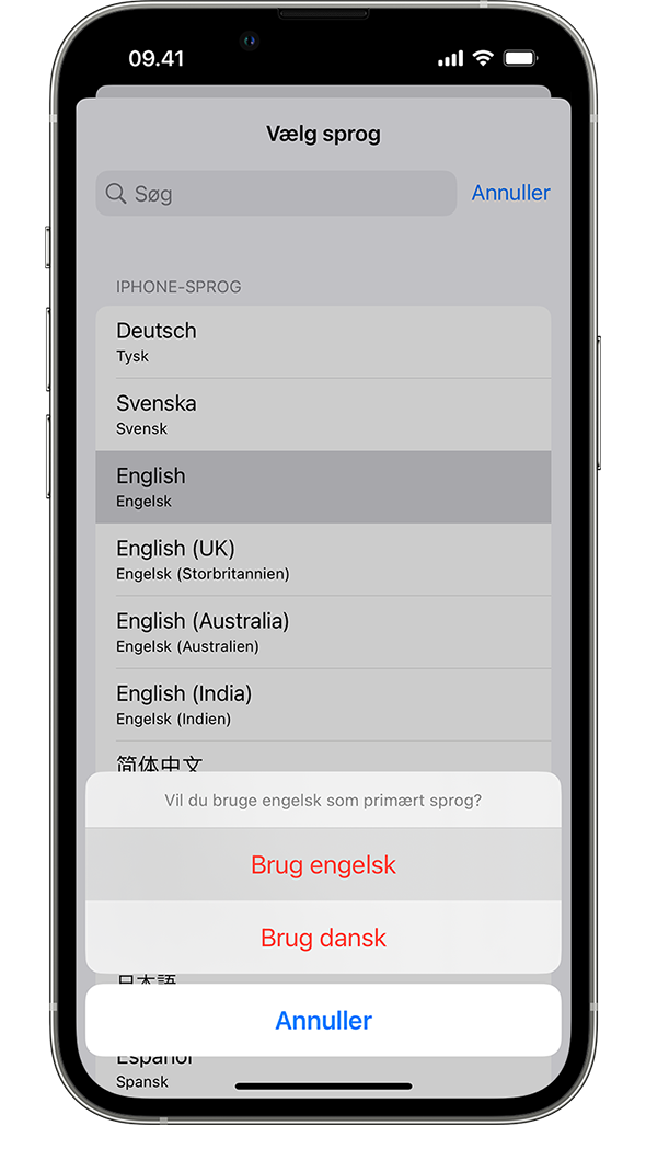 Skift sprog på din iPhone eller iPad - Apple-support (DK)