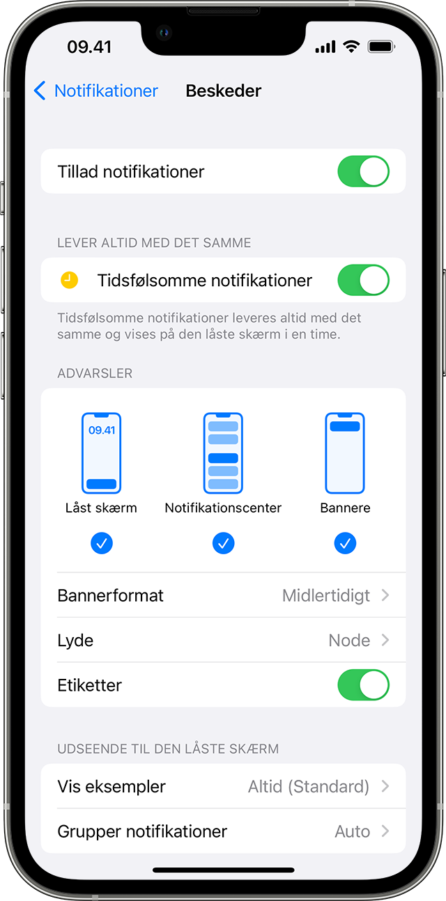 notifikationer din eller iPad - Apple-support (DK)