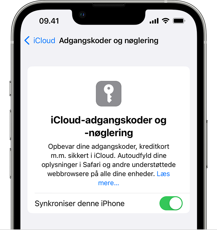 Bukser naturpark Specificitet Indstilling af iCloud-nøglering - Apple-support (DK)