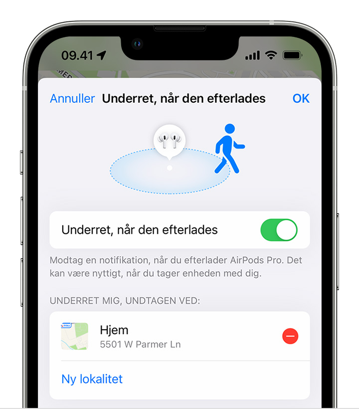Brug appen Find til at afspille en alarm, hvis du efterlader dine AirPods