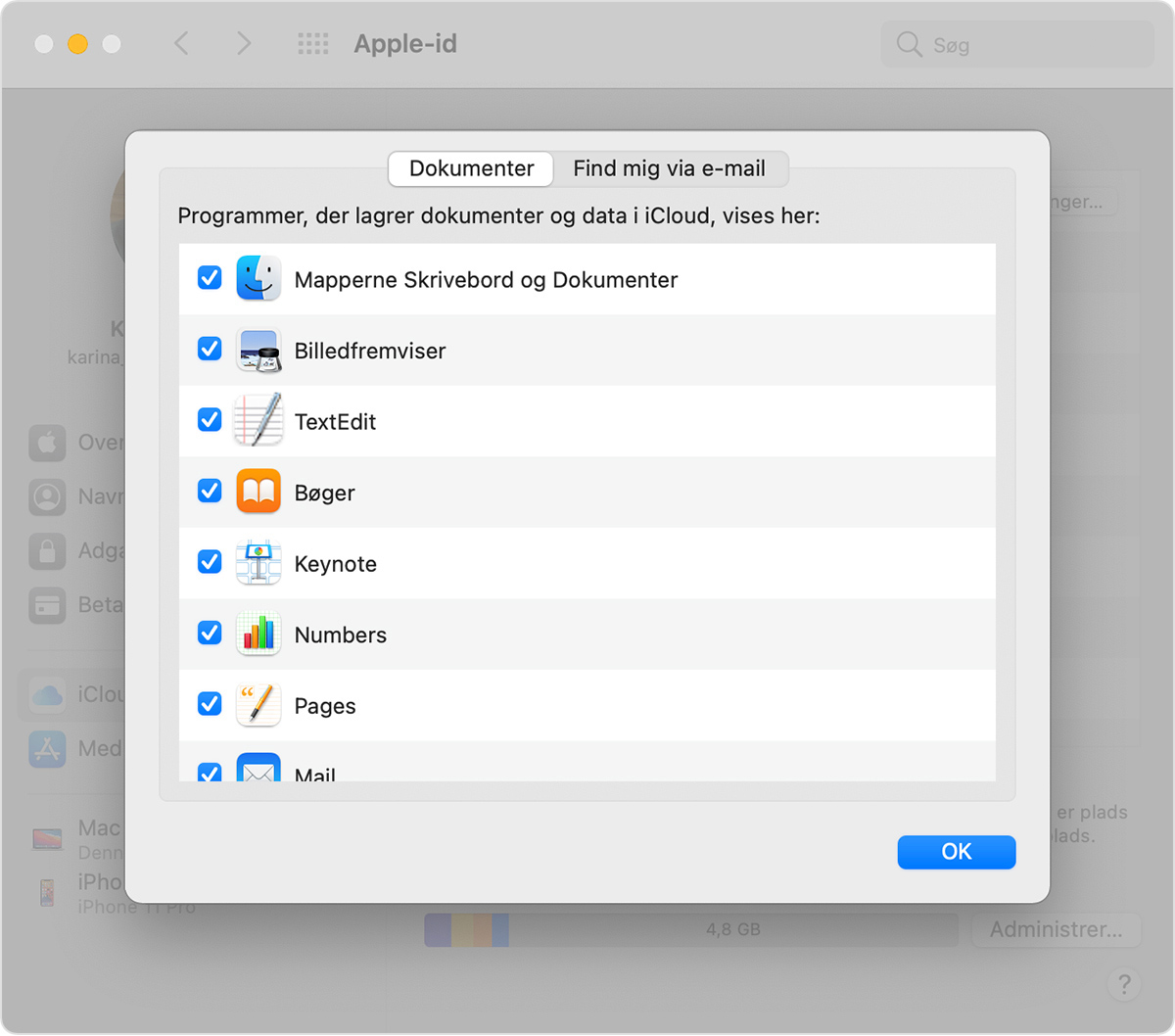 Tilføjelse af arkiver fra Skrivebord og Dokumenter til iCloud Drive -  Apple-support (DK)
