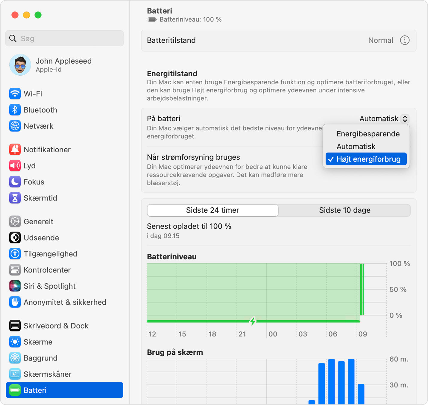 Brug Højt energiforbrug på din 16" MacBook Pro - Apple-support (DK)