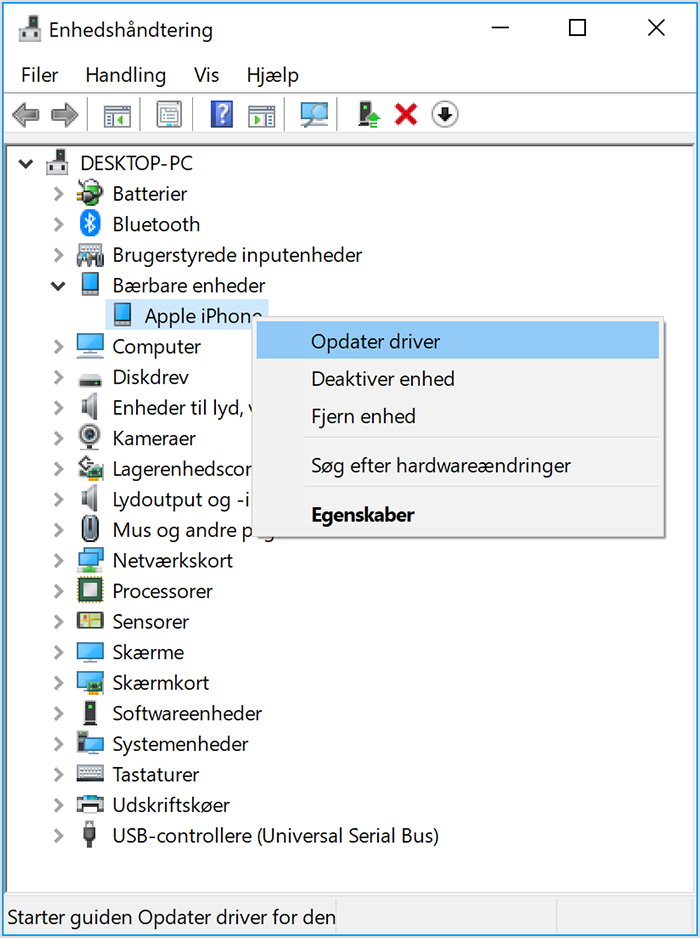 Manglende genkendelse af iPhone, iPad eller iPod på computer ...