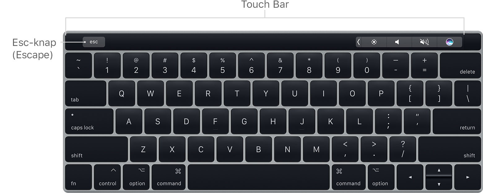 Brug af Escape-knappen på MacBook Pro med Touch Bar - Apple-support