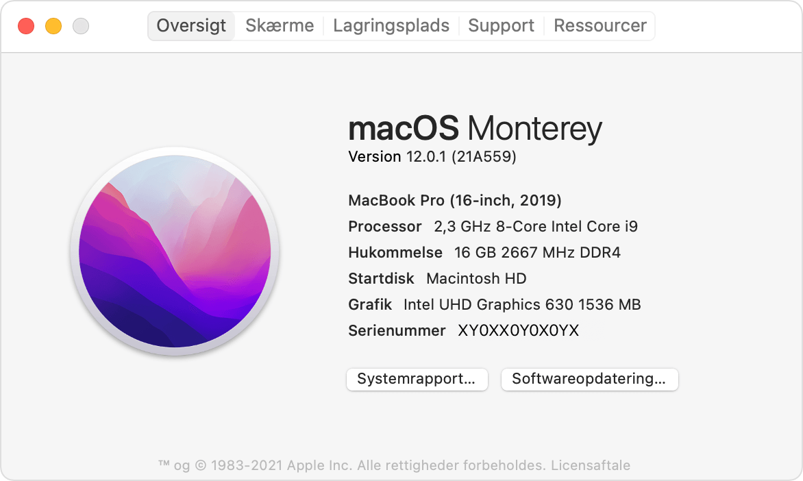 Find ud af, hvilket macOS din Mac bruger - Apple-support (DK)