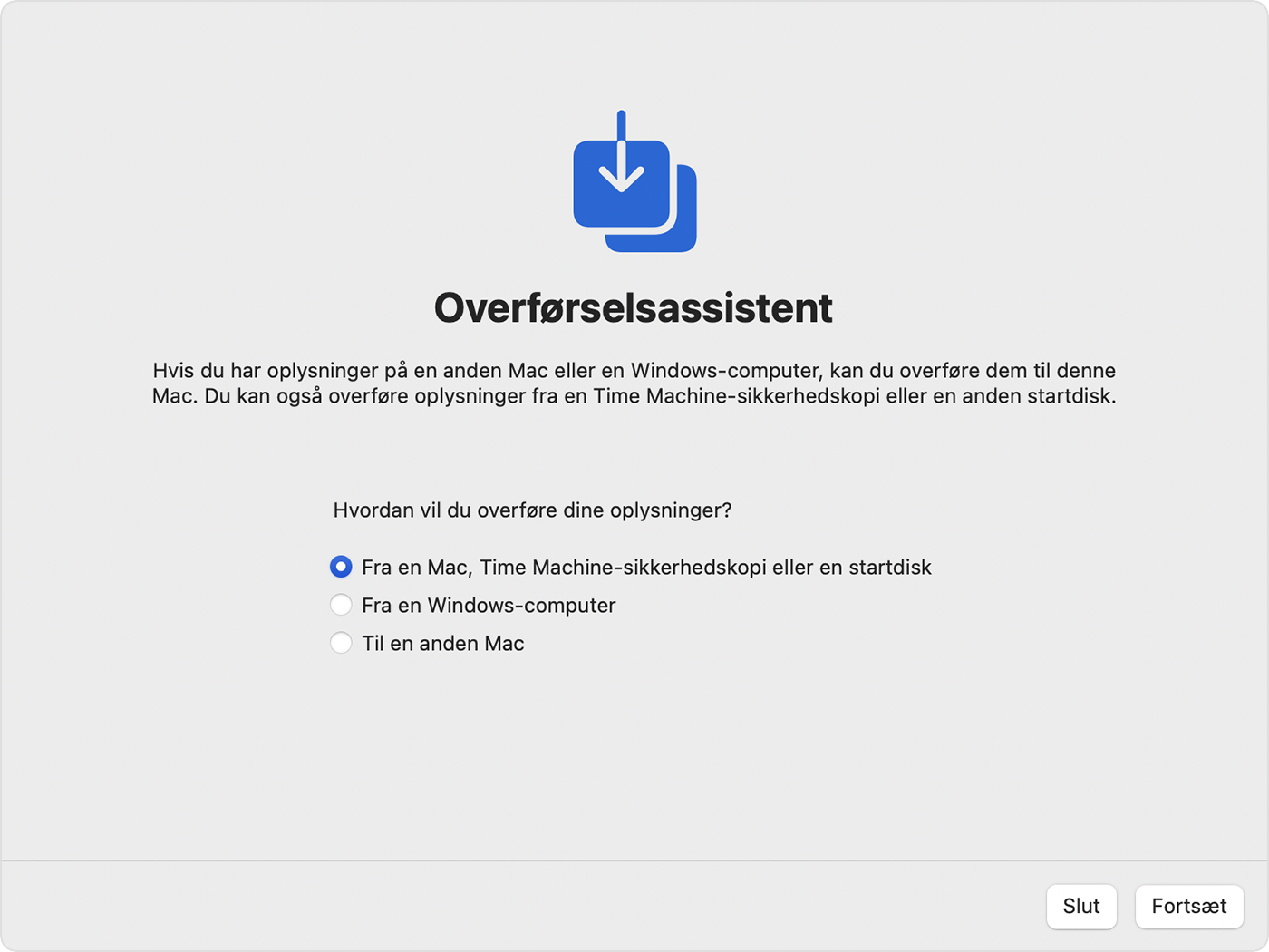 Overfør til en ny Mac med Overførselsassistent - Apple-support (DK)