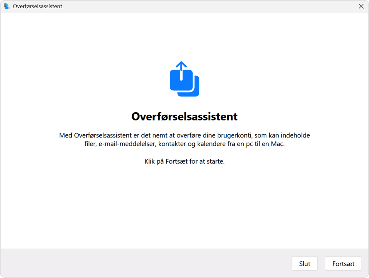 Overfør fra pc til Mac med Overførselsassistent - Apple-support (DK)