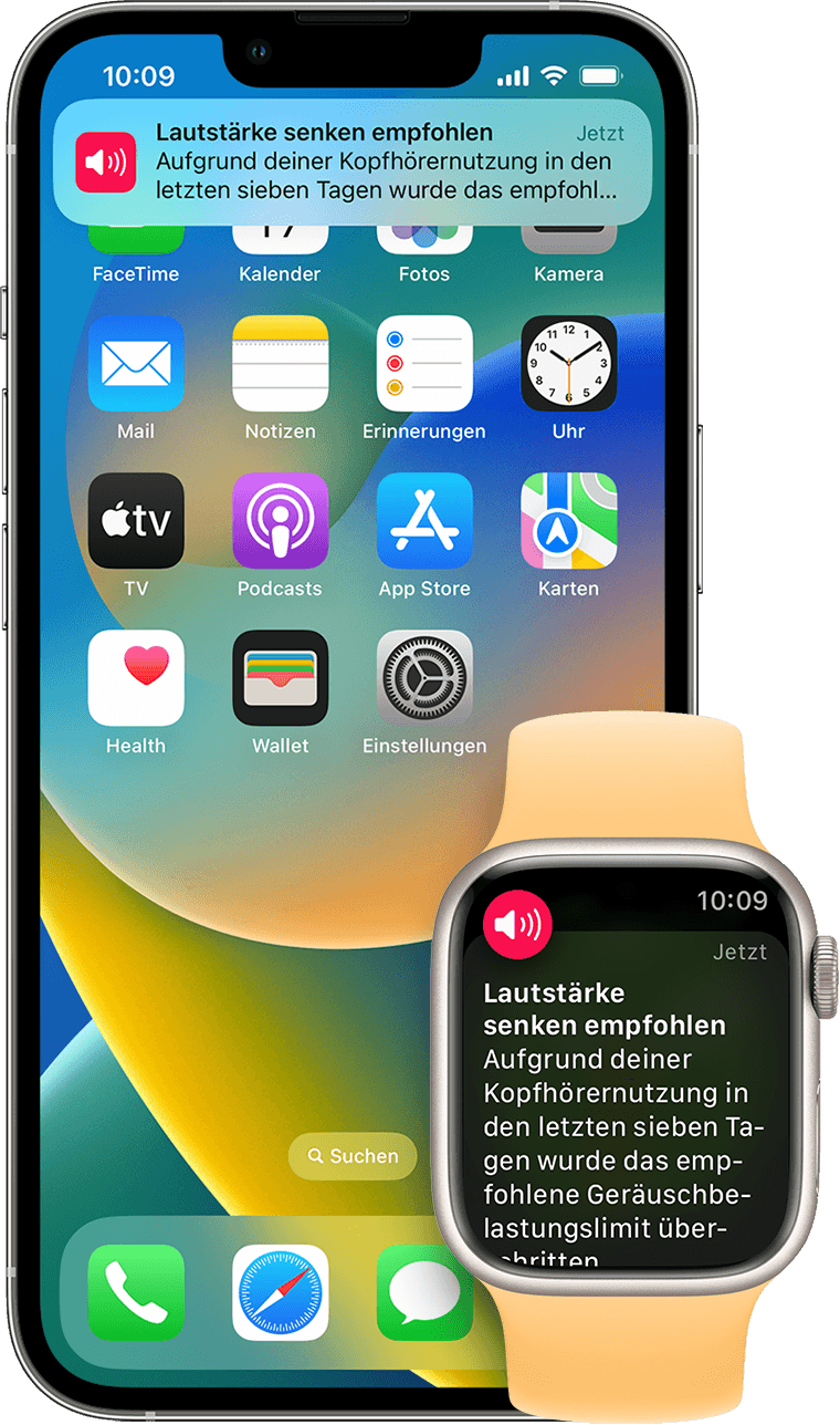 Kopfhörermitteilungen auf dem iPhone, iPod touch oder der Apple Watch -  Apple Support (AT)