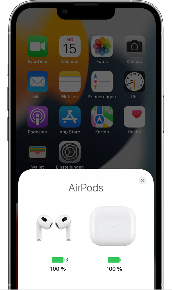AirPods aufladen und Informationen zur Batterielaufzeit erhalten - Apple  Support (CH)
