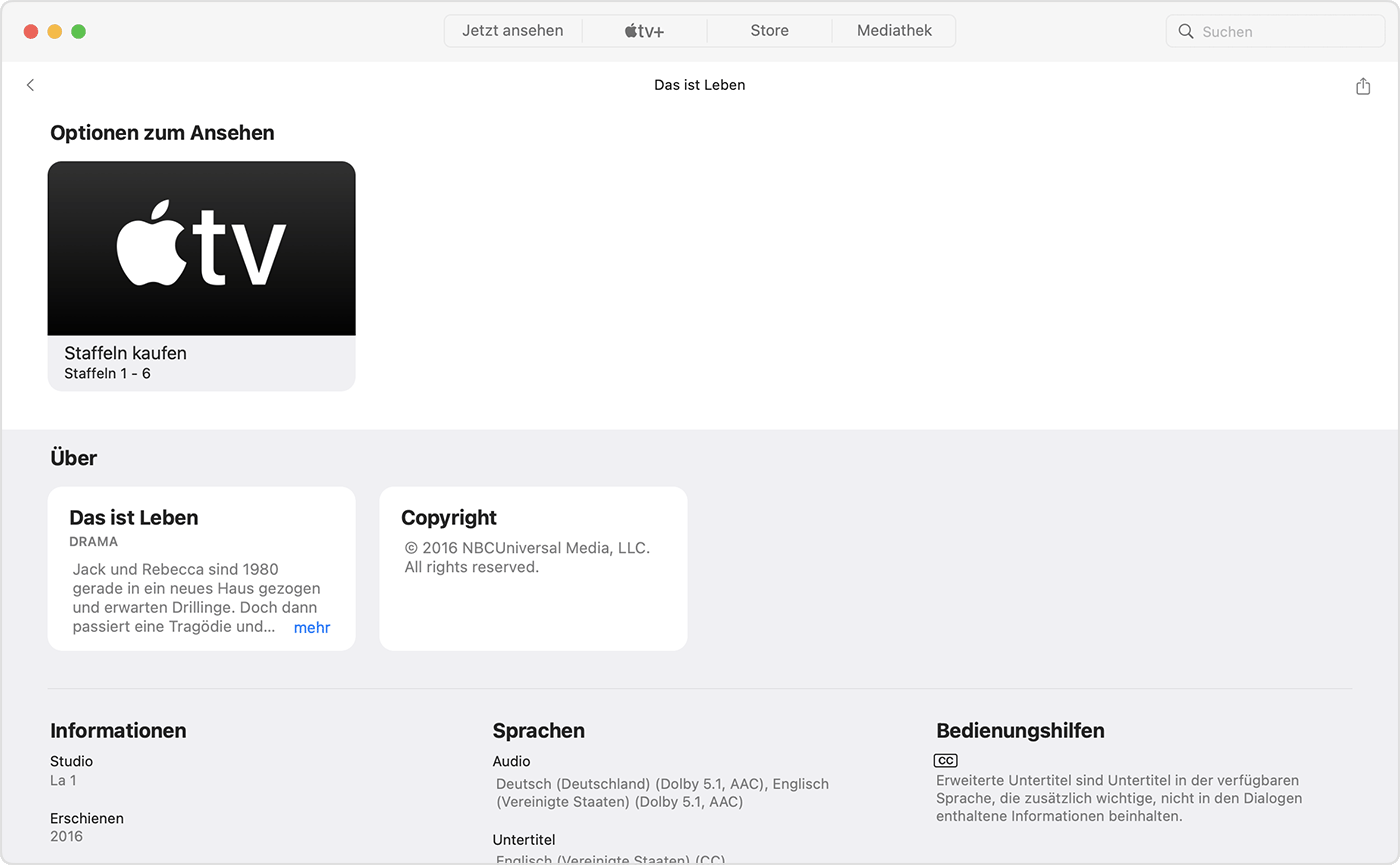 "Optionen zum Ansehen" auf dem Mac