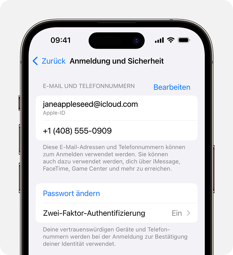 iPhone-Bildschirm, auf dem gezeigt wird, wie man das Apple-ID-Passwort ändert