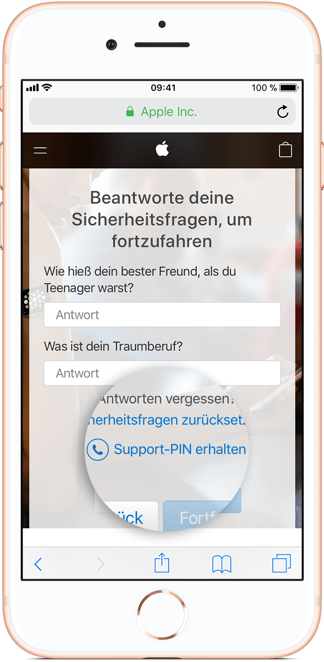 Eine temporäre SupportPIN erstellen Apple Support
