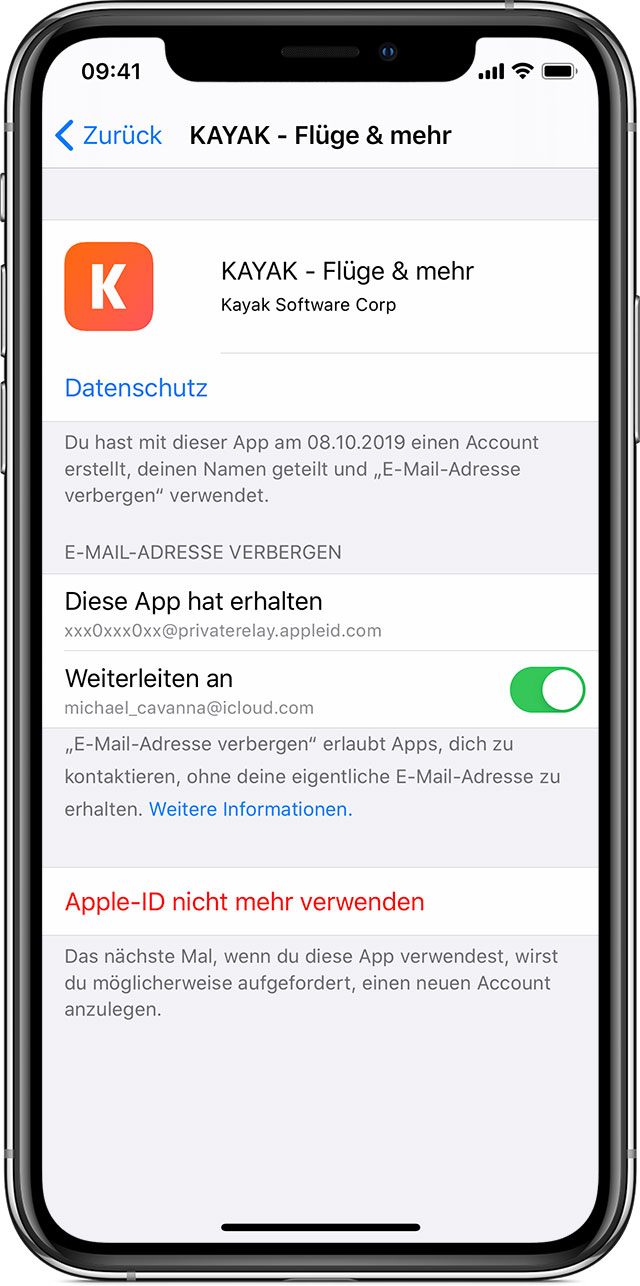 Apps verwalten, für die "Mit Apple anmelden" verwendet wird - Apple Support  (CH)