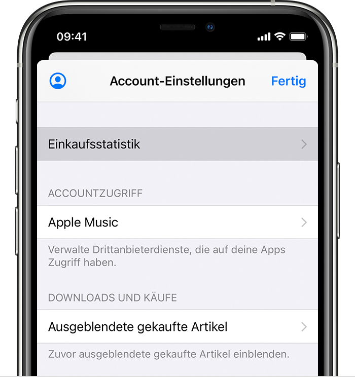 Einkaufsstatistik Fur Den App Store Itunes Store Und Mehr Einsehen Apple Support