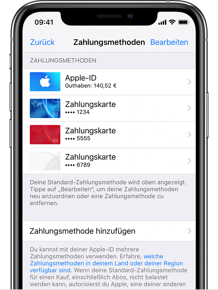 Apple Id Zahlungsmethoden Andern Hinzufugen Oder Entfernen Apple Support