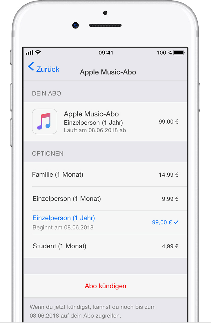 Abonnements anzeigen, ändern oder kündigen - Apple Support