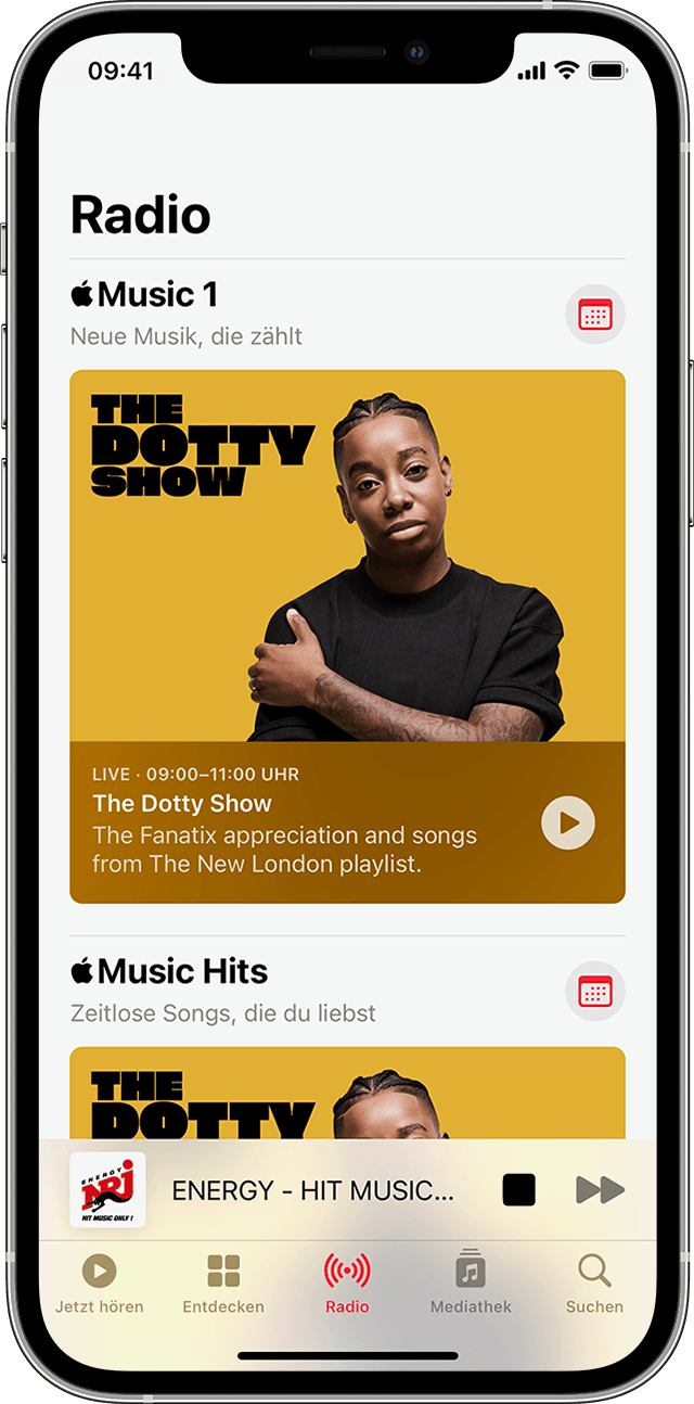 Apple Music mit ausgewähltem Radio-Tab