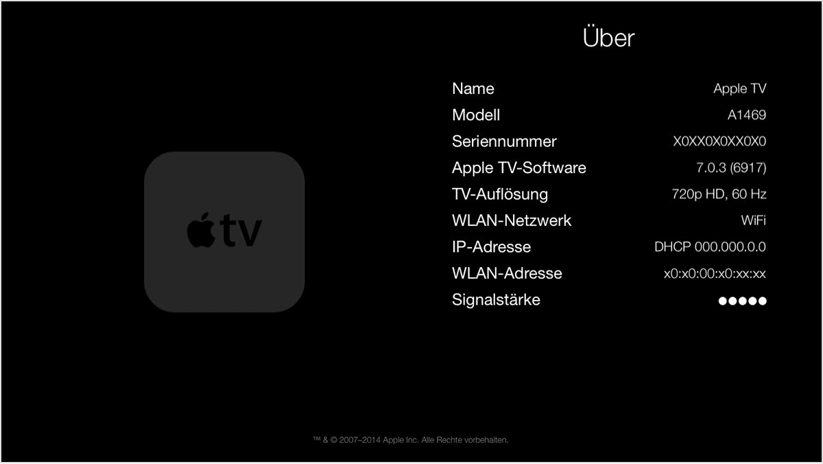 Unterseite des Apple TV-Geräts
