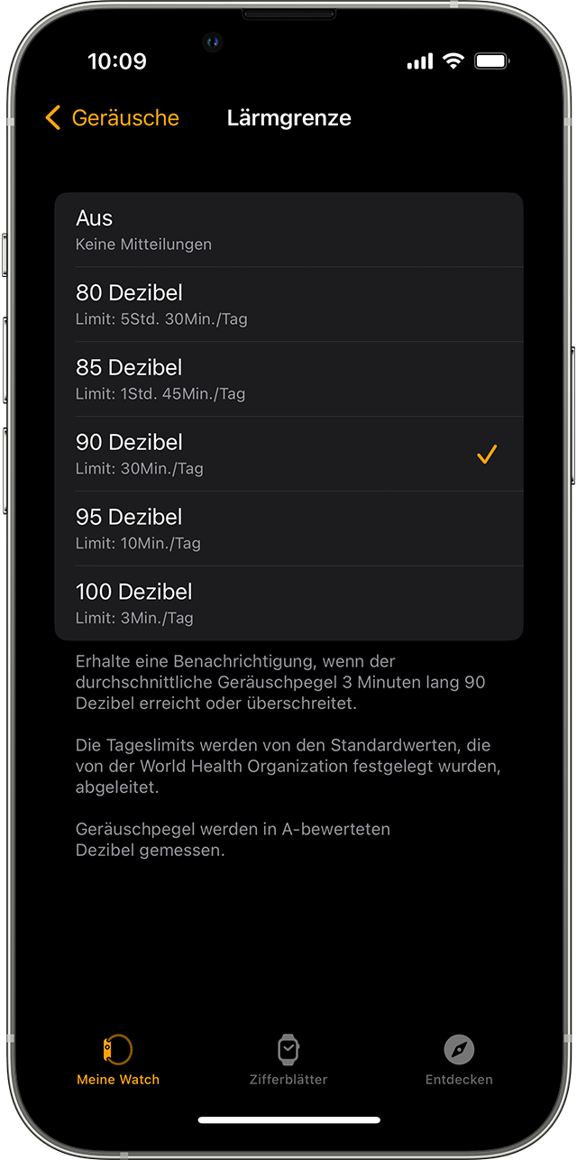 Geräusche-App auf der Apple Watch verwenden - Apple Support (DE)
