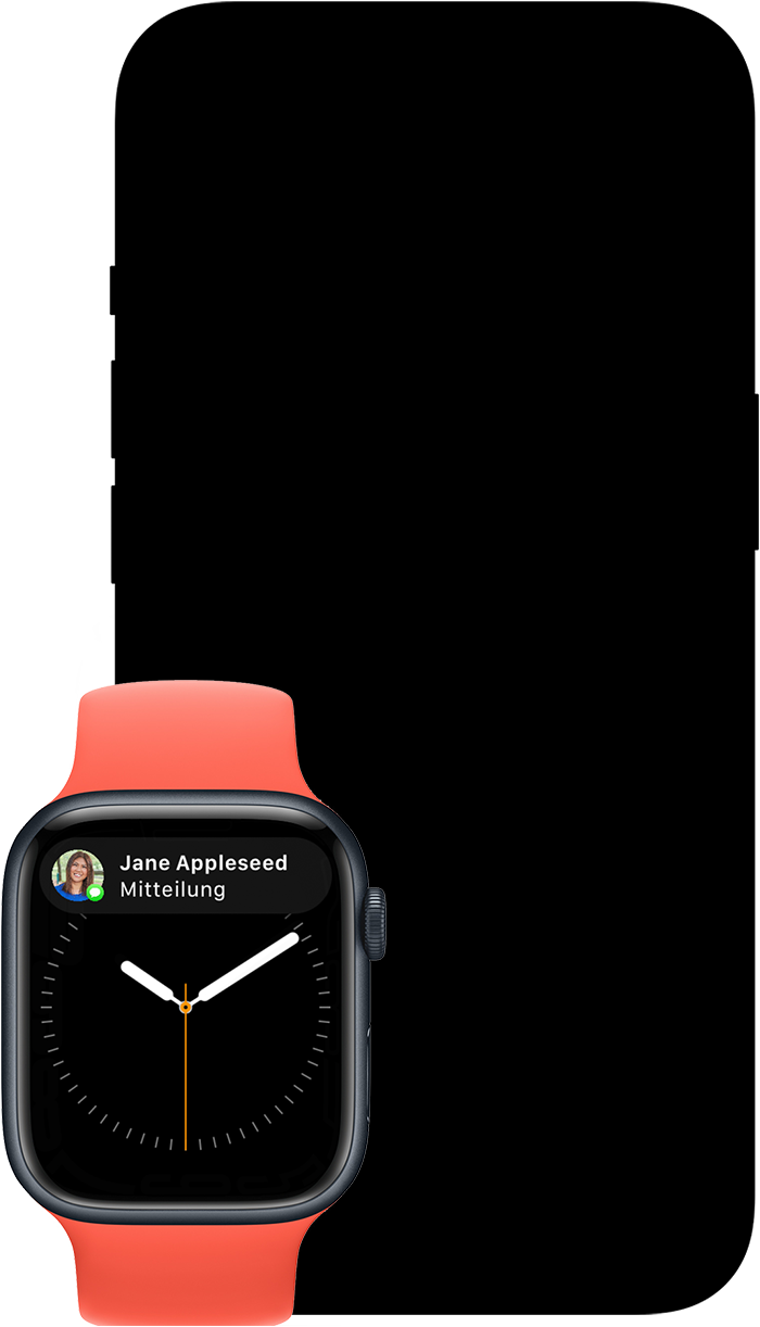 Apple Watch, auf der Mitteilungen angezeigt werden, die an die Apple Watch statt an das iPhone gesendet werden